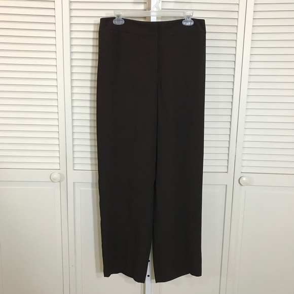 NWT Eileen Fisher Silk Georgette Crepe Brown Pants Medium
